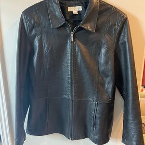 Petite Sophisticate Ebony Leather Jacket